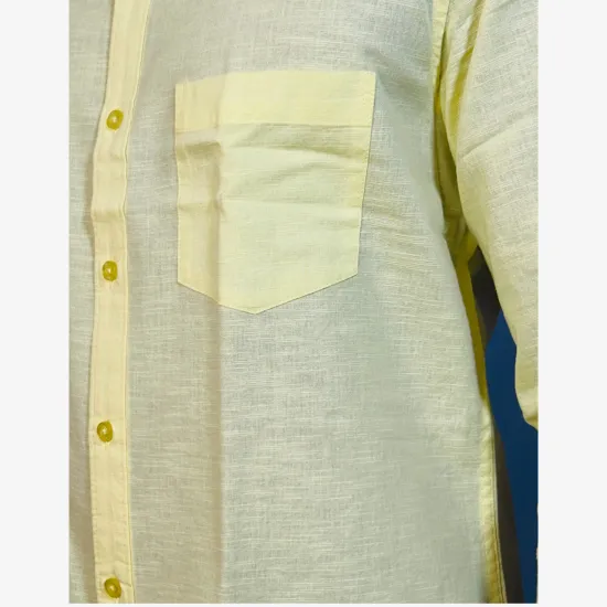 Men's Light Yellow Casual Cotton Shirt | Full Sleeve Regular Fit Button-Down Shirt